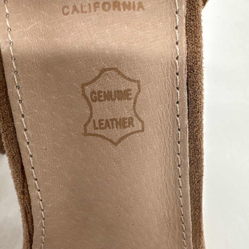 Oasis Society Tan Brown 4" Chunky Heels Zip Back Leather NEW Size 7 - Picture 4 of 8